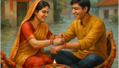 बहन से मिलने के लिए बाढ़ से लड़ा भाई