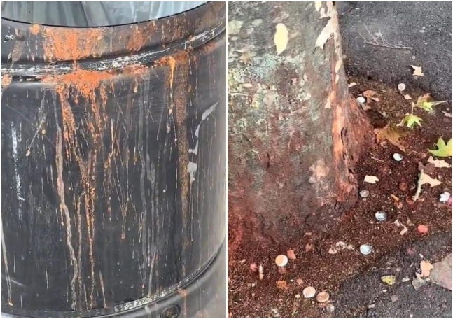 लंदन की सड़कों पर पान-तंबाकू के दाग