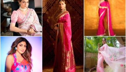 पिंक साड़ी का परफेक्शन